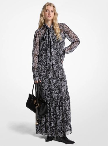 MK Robe en georgette à imprimé cachemire métallisé et col lavallière - Michael Kors - MICHAEL Michael Kors - Modalova