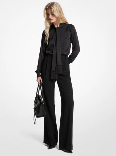 MK Chemisier en satin à franges et col lavallière - Michael Kors - MICHAEL Michael Kors - Modalova