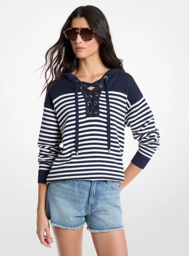 MK Sweat à capuche rayé en laine à lacets - Michael Kors - MICHAEL Michael Kors - Modalova