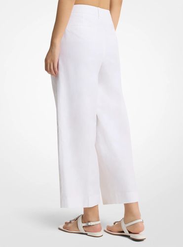 MK Pantalon à jambes larges en mélange de coton et lin plissé - Michael Kors - MICHAEL Michael Kors - Modalova