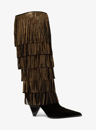 MK Botte Jayla travaillée en daim et à franges - Michael Kors - MICHAEL Michael Kors - Modalova