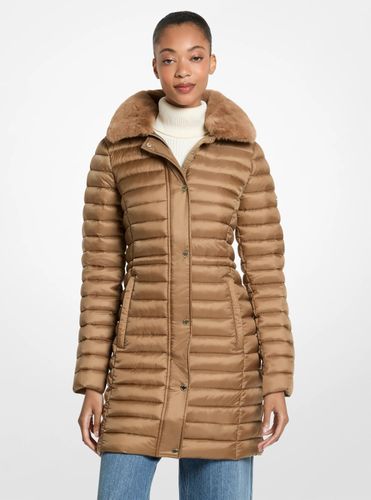 MK Doudoune longue repliable et matelassée en nylon à col en fausse fourrure - Michael Kors - MICHAEL Michael Kors - Modalova