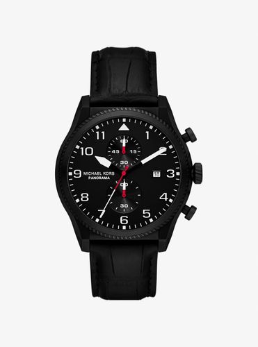 MK Montre Panorama surdimensionnée avec bracelet en cuir en relief à effet crocodile - Michael Kors - Modalova
