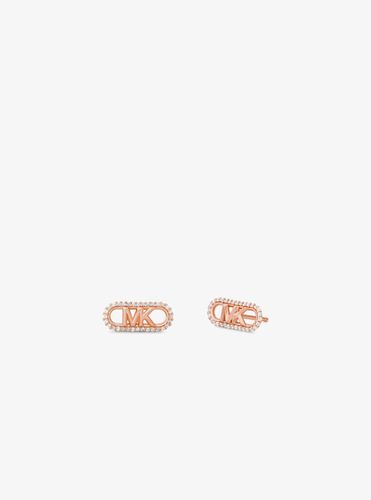 MK Boucles d'oreilles à logo Empire en argent sterling plaqué en métal précieux et pierres pavées - Michael Kors - Modalova
