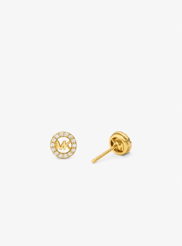 MK Clous d'oreilles Fulton en argent sterling plaqué en métal précieux avec pierres pavées et breloque à logo - Michael Kors - Modalova