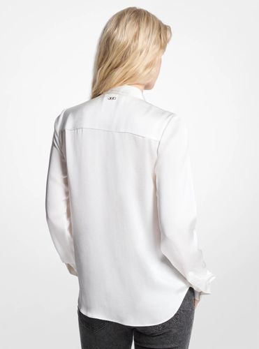 MK Chemisier en satin à franges et col lavallière - Michael Kors - MICHAEL Michael Kors - Modalova