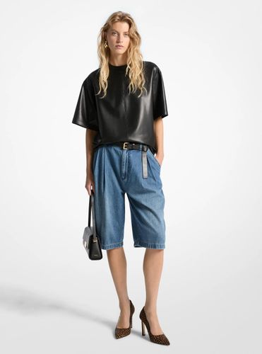 MK Bermuda plissé en denim - Michael Kors - MICHAEL Michael Kors - Modalova