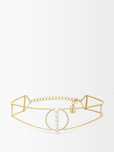 Collier ras de cou en or jaune, diamants et perles - Anissa Kermiche - Modalova