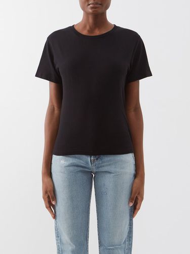 T-shirt en jersey de coton à ourlet asymétrique - Saint Laurent - Modalova