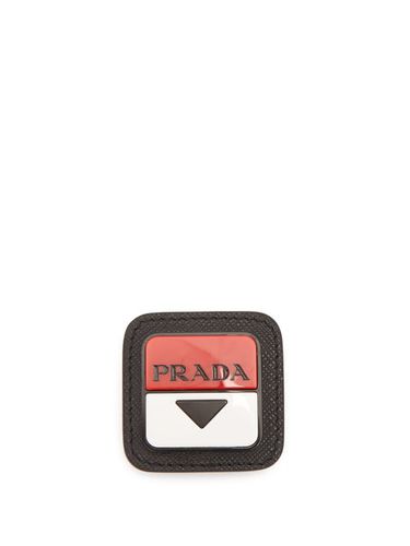 Broche en cuir à plaque logo - Prada - Modalova