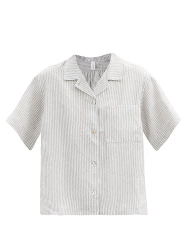 Chemise de pyjama rayée en lin à poche plaquée - Rossell England - Modalova