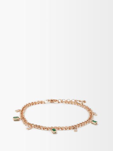 Bracelet de cheville en or rose, diamant, émeraude - Shay - Modalova