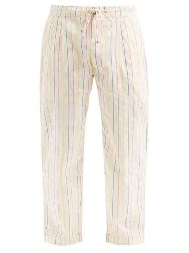 Pantalon en sergé de lin à rayures à jacquard - Péro - Modalova