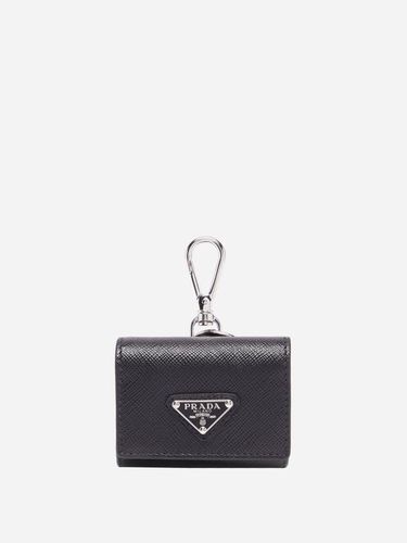 Porte-clés pochette en cuir saffiano à plaque logo - Prada - Modalova