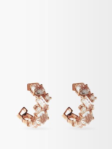 Boucles d'oreilles en or rose, diamants et topazes - Suzanne Kalan - Modalova