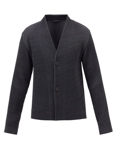 Veste en tweed à carreaux et plis techniques - Homme Plissé Issey Miyake - Modalova