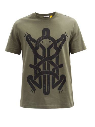 T-shirt en jersey de coton à imprimé grenouille - 5 MONCLER CRAIG GREEN - Modalova