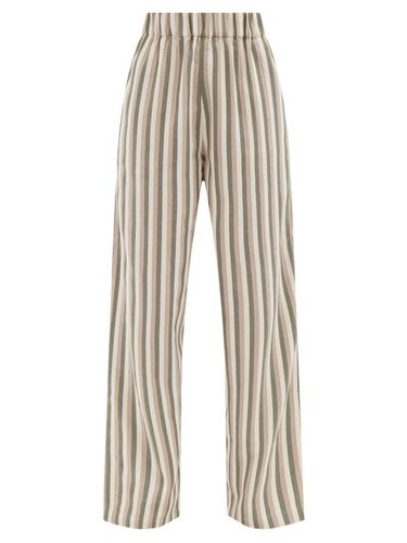 Pantalon ample en toile de coton rayée à fentes - Marrakshi Life - Modalova