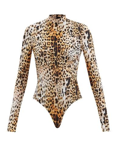 Body en jersey à col montant et imprimé léopard - Halpern - Modalova