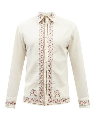 Chemise en toile de coton à broderie florale - 73 London - Modalova