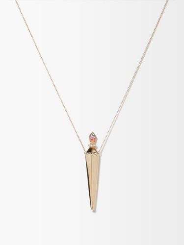 Collier amulette en or rose, diamants et saphirs - Diane Kordas - Modalova