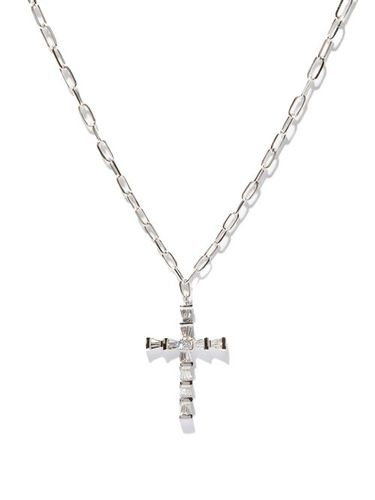 Collier en or blanc et diamants Cross mini - Shay - Modalova