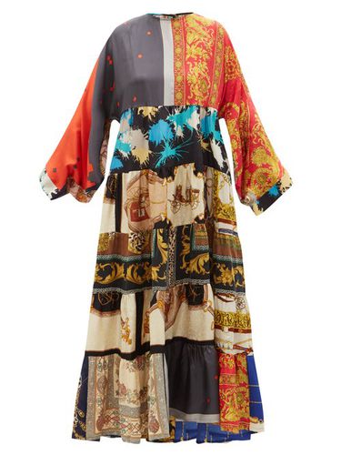 Robe longue en soie patchwork Volant - Rianna + Nina - Modalova