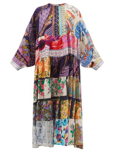 Robe longue en soie vintage effet patchwork - Rianna + Nina - Modalova
