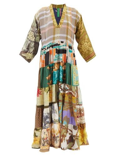 Robe longue en soie vintage à motif patchwork - Rianna + Nina - Modalova