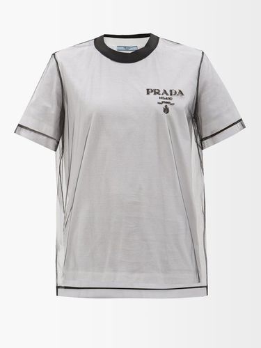 T-shirt en coton et mousseline à logo - Prada - Modalova