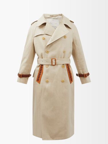 Trench-coat en sergé de lin et cuir Oscar - Giuliva Heritage - Modalova