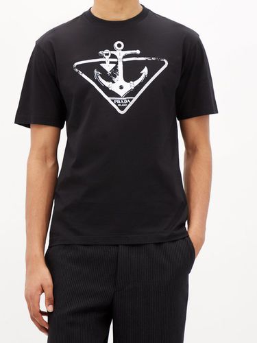 T-shirt en coton à imprimé logo triangulaire - Prada - Modalova