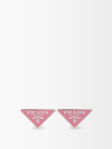 Clous d'oreilles en métal à plaque logo - Prada - Modalova