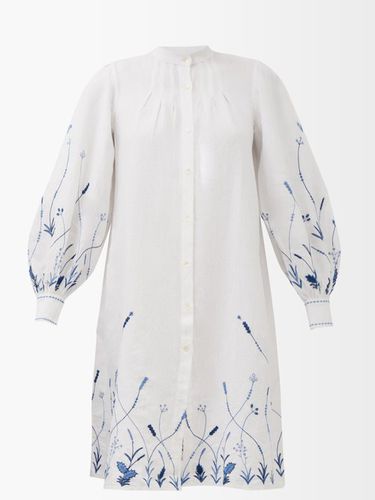 Robe-chemise en lin à broderies florales Yseult - Thierry Colson - Modalova