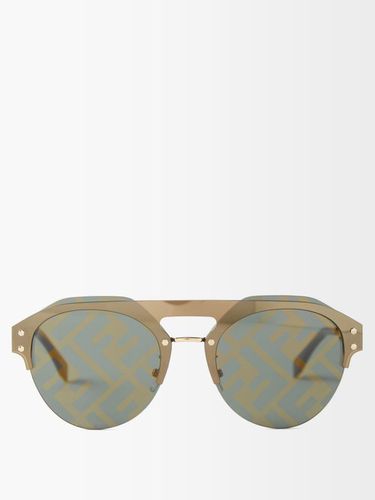 Lunettes de soleil aviateur en métal à logo FF - Fendi Eyewear - Modalova
