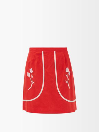 Mini-jupe en coton à broderies florales Carter - Batsheva - Modalova