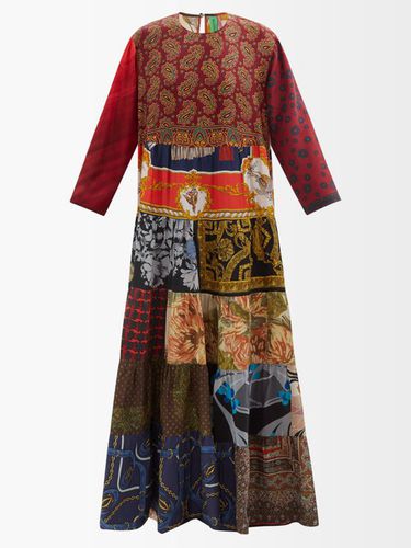 Robe longue en soie vintage effet patchwork - Rianna + Nina - Modalova