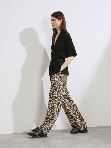 Pantalon taille haute en soie à imprimé léopard - Raey - Modalova
