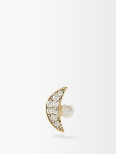 Boucle d'oreille en or à perles et diamants Moon - Anissa Kermiche - Modalova