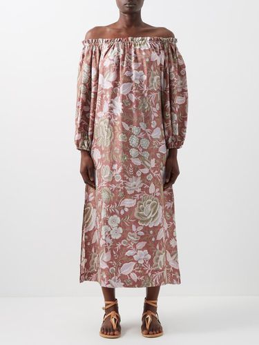 Robe en sergé de soie fleuri épaules dénudées Kubu - D'Ascoli - Modalova