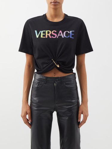 T-shirt en jersey de coton à imprimé logo - Versace - Modalova