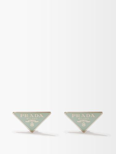Clous d'oreilles en métal à plaque logo - Prada - Modalova
