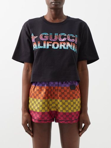 T-shirt raccourci en jersey de coton à sequins - Gucci - Modalova