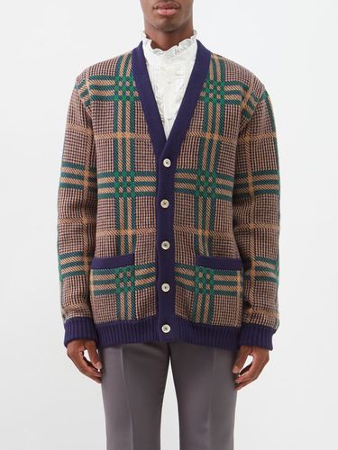 Cardigan réversible en laine mélangée à carreaux et jacquard GG - Gucci - Modalova