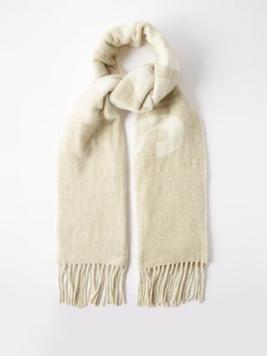 Écharpe en laine à franges et jacquard logo - Jacquemus - Modalova