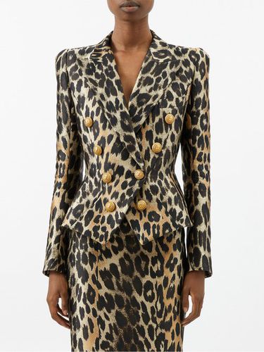 Veste de costume en satin à imprimé léopard - Balmain - Modalova