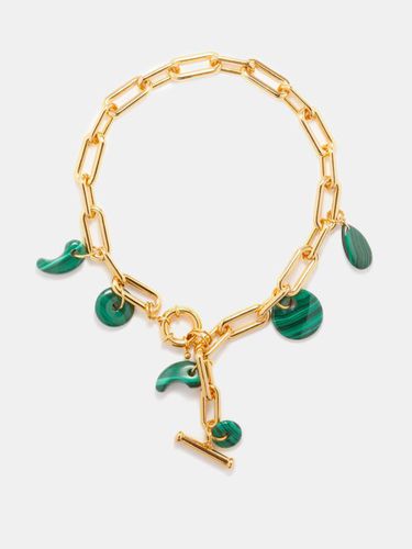 Bracelet à chaîne en plaqué or et malachite - Timeless Pearly - Modalova