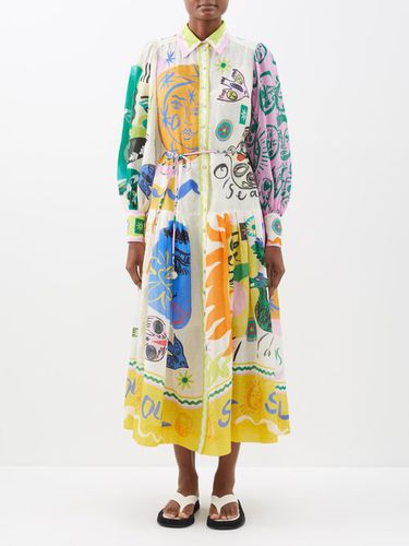 Robe-chemise longue en ramie à imprimé Soleil - ALE MAIS - Modalova