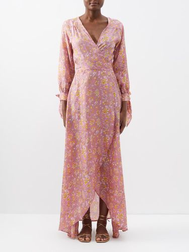Robe longue en soie habotai à imprimé Luna - Hannah Artwear - Modalova