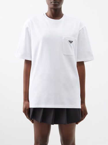 T-shirt oversize en jersey de coton à plaque logo - Prada - Modalova